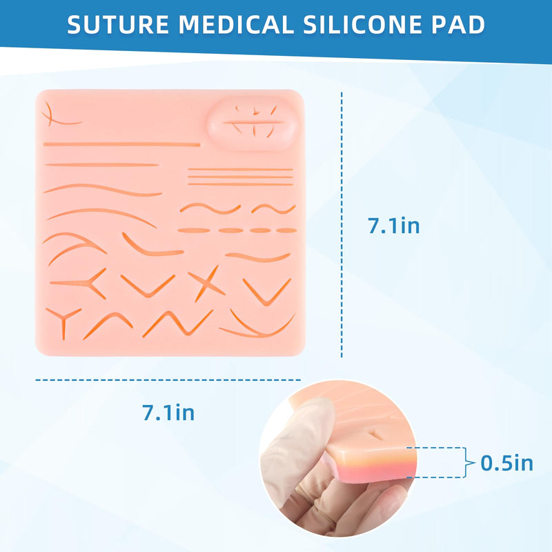 Suture Practice Pad Three-Layer Silicone Skin Kit, Upgraded 26 pre-Cut Wounds, Includes Large Silicone Lip Suture Pads for Medical Students Training