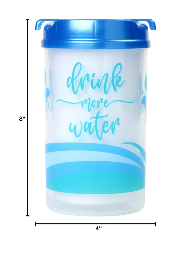 Plum Hill Drink More Water Plastic Tracking Hospital Mug With Measurements, Water Cup with Straw, 32 Oz Hospital Cup with Lid and Straw, Hospital Water Bottle with Straw (Pearl Blue) Pearl Blue