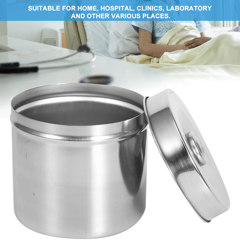 Stainless Steel Gauze Jar, Stainless Steel Ointment Jar Dressing Cotton Box Iodophor Gauze Container with Lid Convenient Storage for Medical Supplies First (12cm Gauze Cylinder)