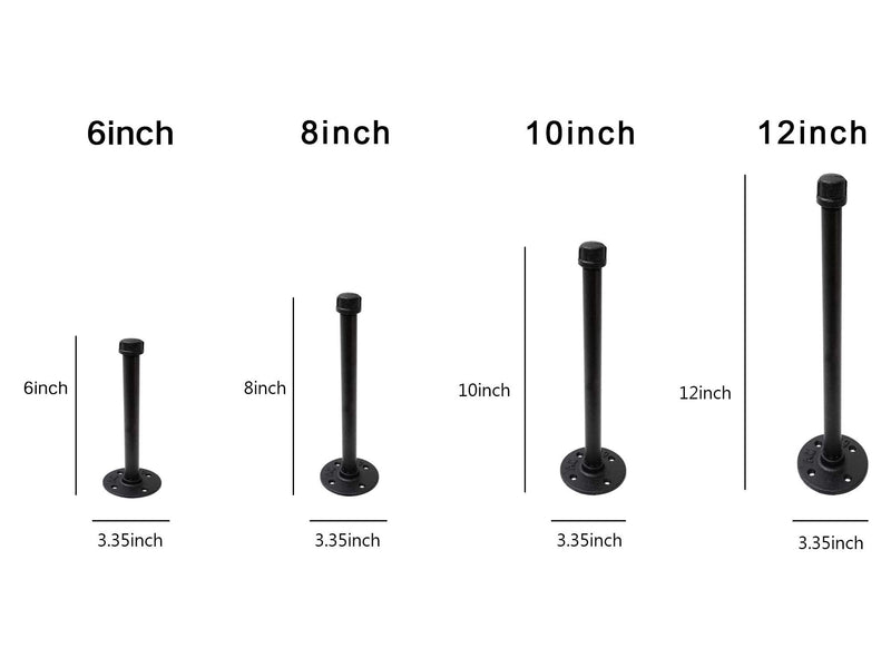 1/2" Industrial Black Iron Pipe Shelf Brackets, Rustic Wall Mounted DIY Shelving Brackets Hanging Custom Pipe Brackets for Floating Shelves (2, 6") 2 6 Inch