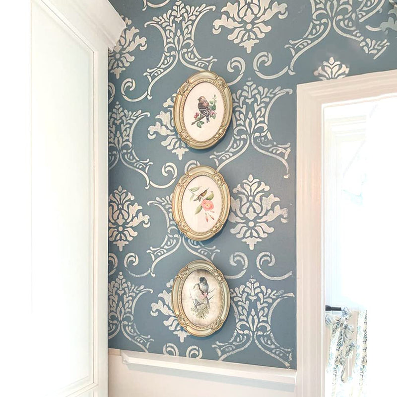STENCILIT® Baroque Wall Stencil for Painting - 2 Pack 16.5 x 21.5 in Stencil | Victorian Wall Stencils for Painting Large Pattern | Damask Large Wall Stencils