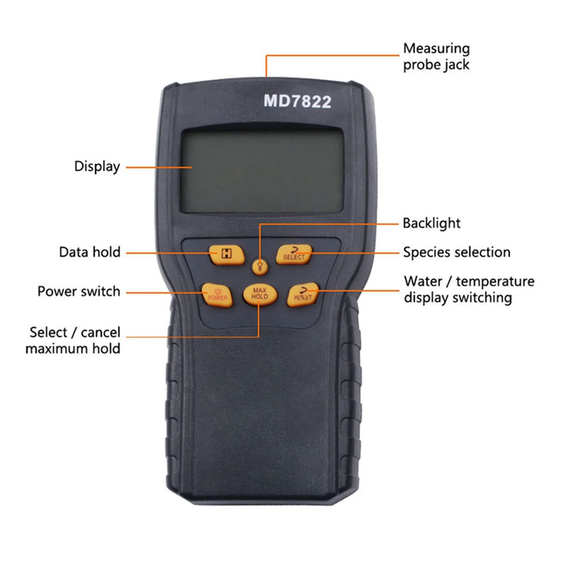 Grain Meter, Digital LCD Display Digital Handheld Humidity Analyzer Humidity Tester for Wheat Corn Paddy