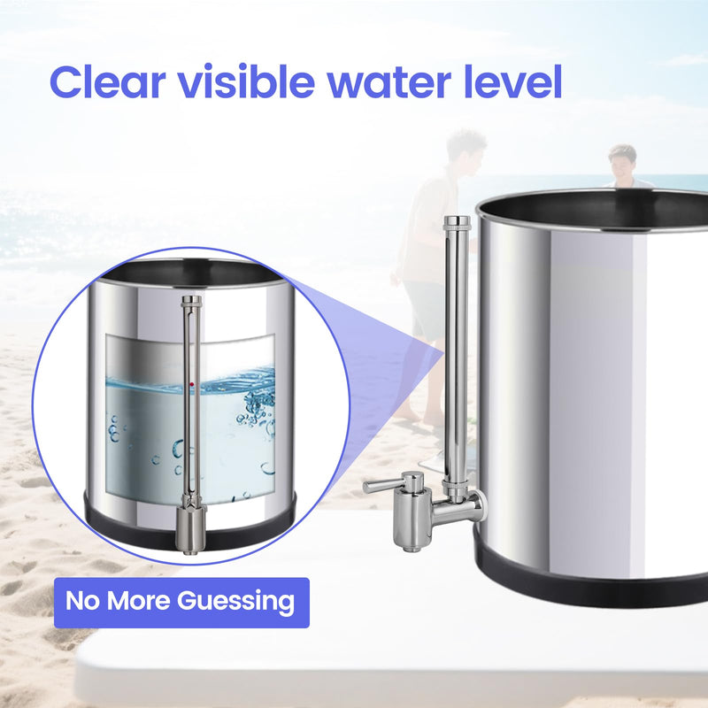 304 Stainless Steel Sight Glass Spigot, Clear View Water Level with Red Floating Ball, Durable Metal Material, Fits Universal Gravity Filter Systems 7 Inch