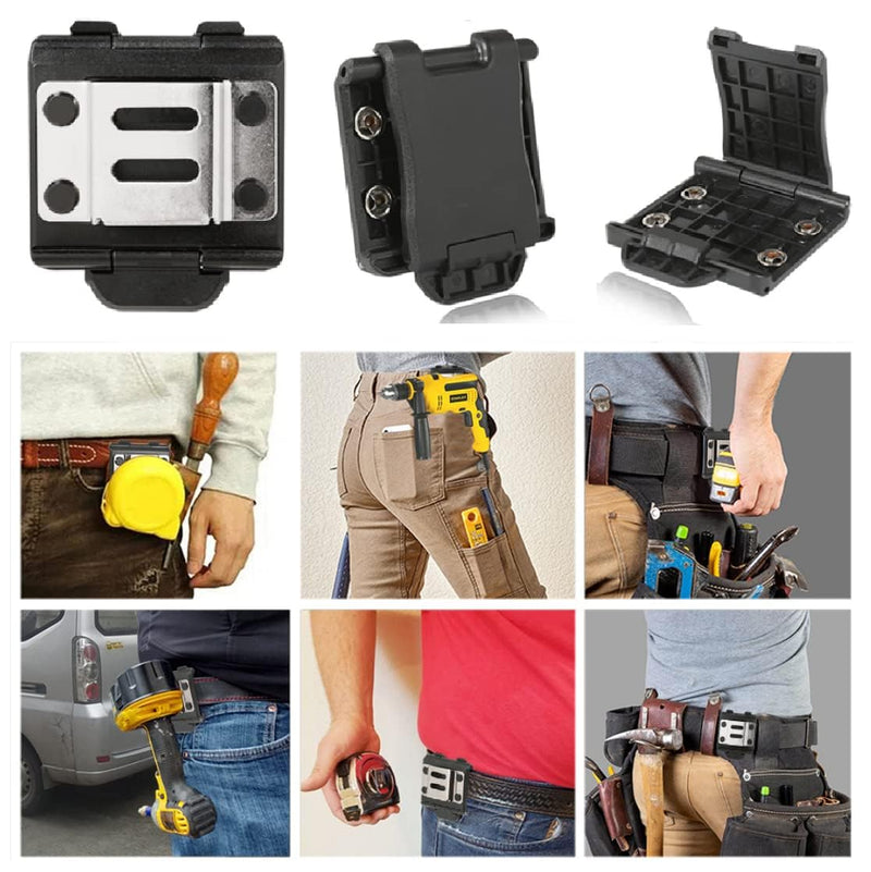 Tape Measure Holster with 4 Drill Clip, Tape Measure Holder Belt, Drill Holster Belt Clip, Drill Holster with Tool Belt Hook, Free Your Hands. Yellow Drill Holster + Leather Pen Holder + 4pcs Drill Bit Hook