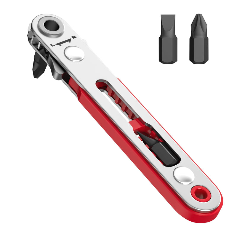 Bates- Mini Ratchet Wrench Screwdriver, 1/4" Magnetic 90 Degree Screwdriver, Low Profile Ratchet, Right Angle Screwdriver Low Profile Screwdriver, Small Ratchet, Angled Screwdriver for Tight Spaces