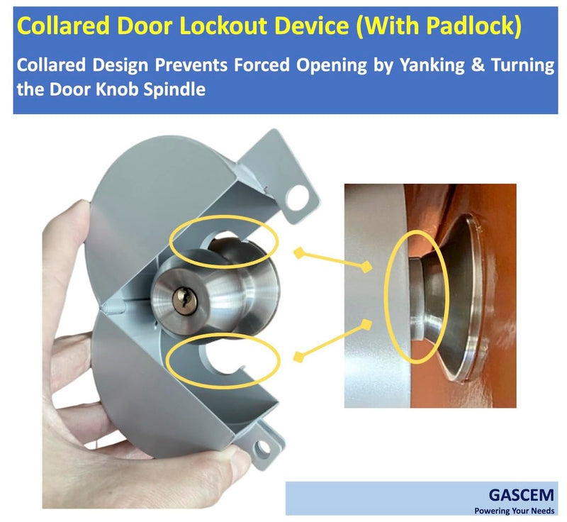 Door Knob Lockout Device (Matt Silver, 1 Padlock). Door Handle Lock - Prevents Doorknobs from Turning and Access to Keyhole. Childproof Door Knob Cover. Matt Silver