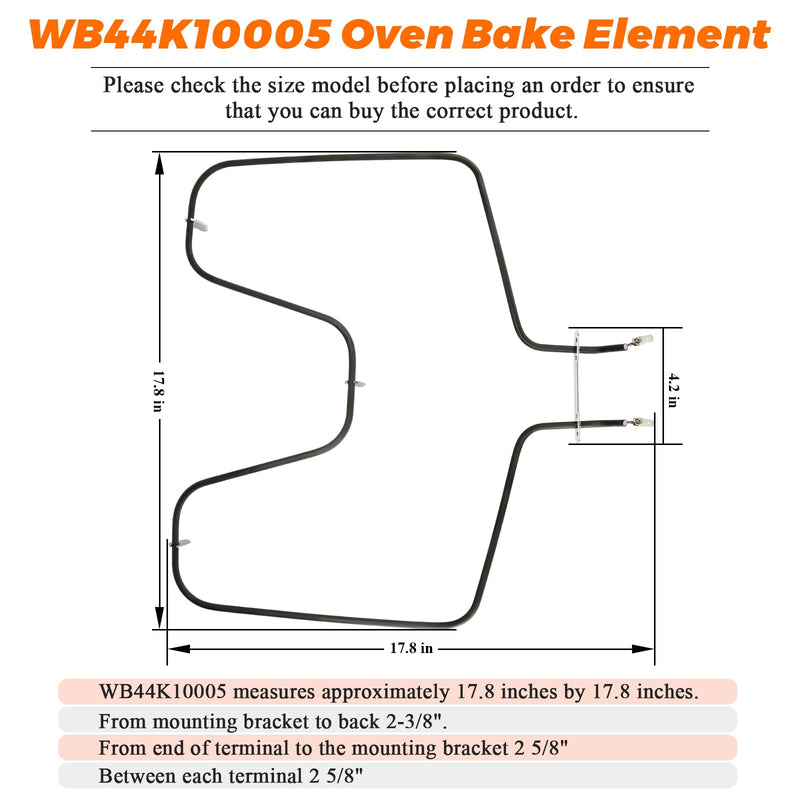 WB44K10005 WB44K10001 Oven Bake Element by Blutoget- PS249238 Fit for GE Hotpoint Americana Oven RBS360DM4BB RB526h3WW, RB757BH1WH, RB787WH1WW, RBS160DM4WW-Replaces PS249238, AP2030964, PD00001066