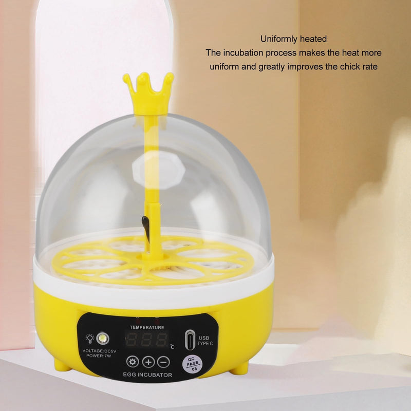 4 Eggs Mini Incubator, 7W USB Household Small Poultry Hatching Machine Automatic Temperature Humidity Control Egg Turner with Clear Lid Water Injector Spray Bottle for Chicken, Quail, Bird Eggs | ABS mini 4 egg incubator with auto turn humidity control...
