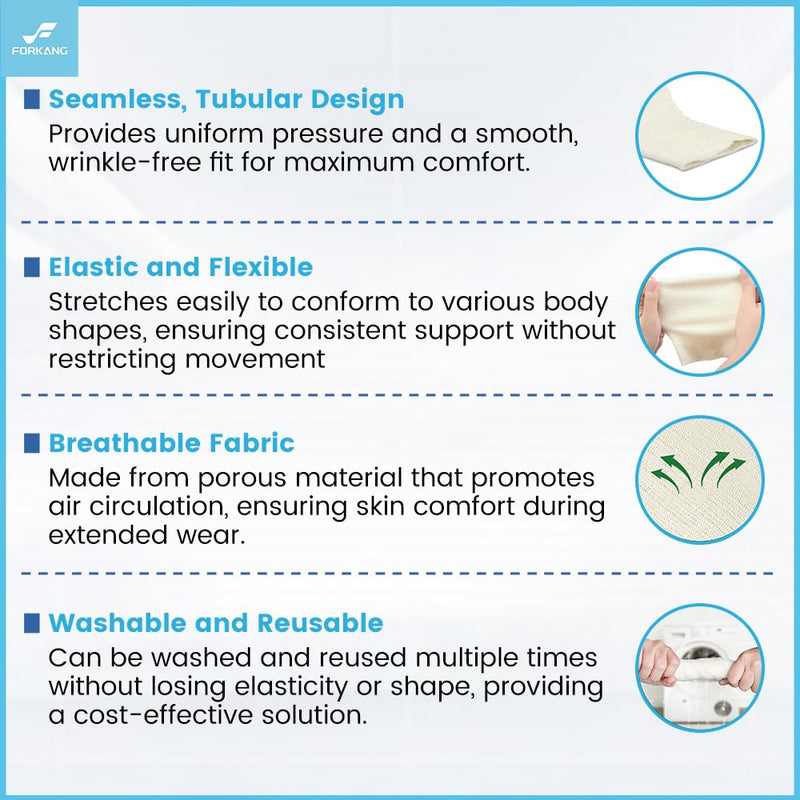 Tubular Bandages Cotton Elastic Support Bandage Size E Washable Compression Bandage Compression Wrap Roll Stockinette Tubing for Legs4''X11 Yards 4''X11 yard