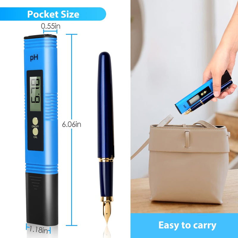 PH Meter, 0.01 High Accuracy Pocket Size with 0-14 PH Testing Range PH Tester, Digital PH Meter for Water, Water Tester for Hydroponics, Drinking Water and Pool