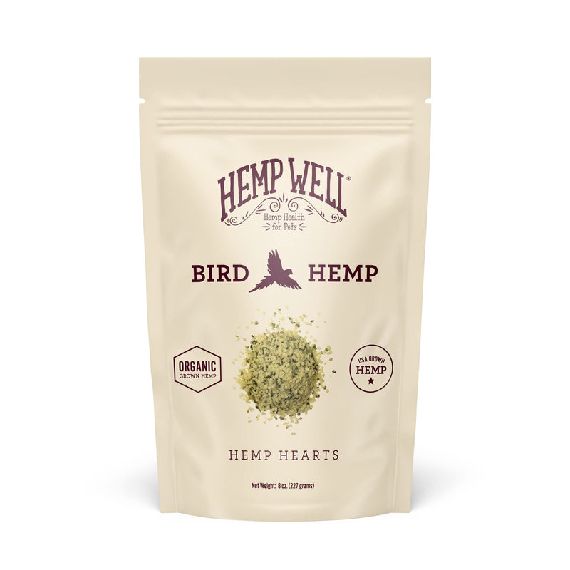 Hemp Well Organic Hemp Hearts for Birds - Reduces Feather Plucking, Promotes Relaxation, Immune Support, Organic, USA Grown, GMO Free – 8 Ounces 8 Ounce (Pack of 1)