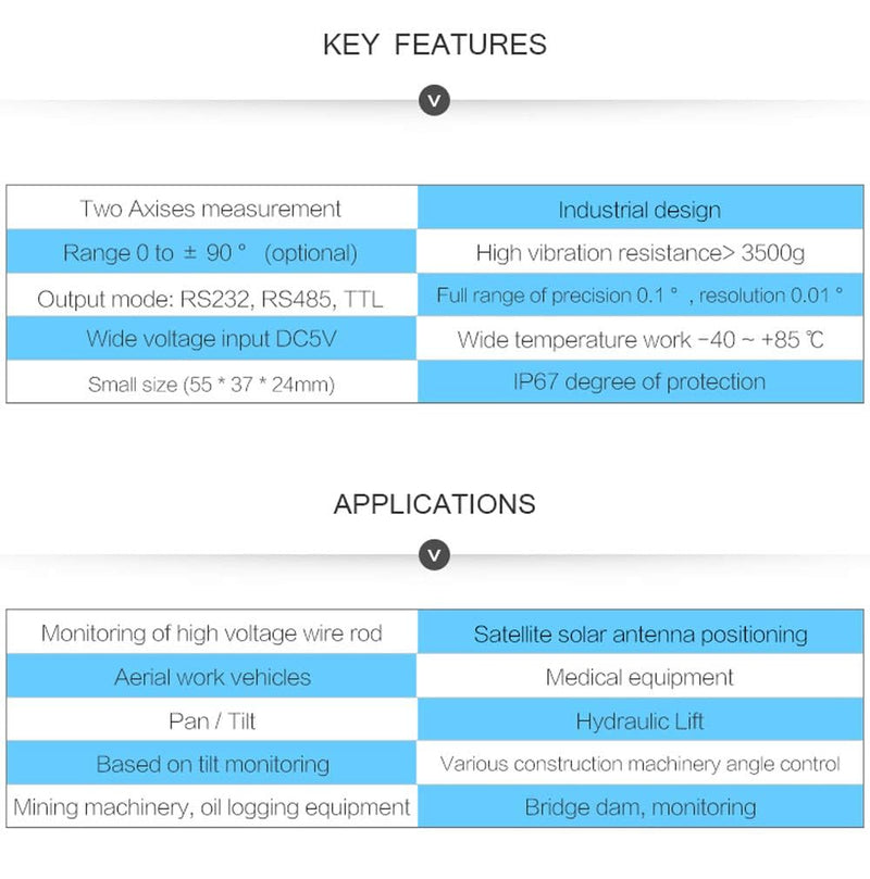 【SINDT-232 Digital Accelerometer】High-Stability 200Hz MPU6050 3-Axis Acceleration+Gyro+Quaternion+2-Axis Angle(XY 0.05° Accuracy) with Kalman Filter, IP67 Waterproof Tilt Sensor for PLC/Raspberry Pi