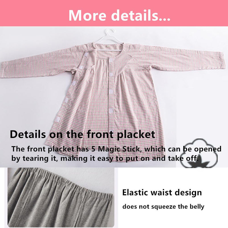 Bedridden Patient Clothing,Patient Clothes,Post-op Tearaway Clothes with Magic Sticks,Patient nursing Tops and trousers Set for Home Care,Post Surgery,Elderly(Woman,Pink,M) Pink Medium