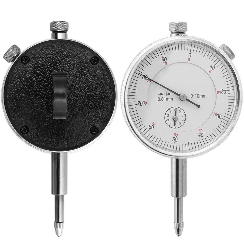 Wolfride Mechanical Dial Indicator Gauge 0-10mm, High-Precision 0.01mm Resolution, Silver Analog Measuring Tool for Machining, Automotive, and Industrial Applications