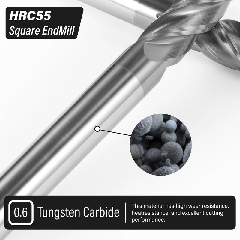 7/16" Carbide Square End Mill 4 Flute AlTIN Coated CNC Milling Bits for Alloy Steels, Hardened Steels, Cast Iron 1 7/16 in