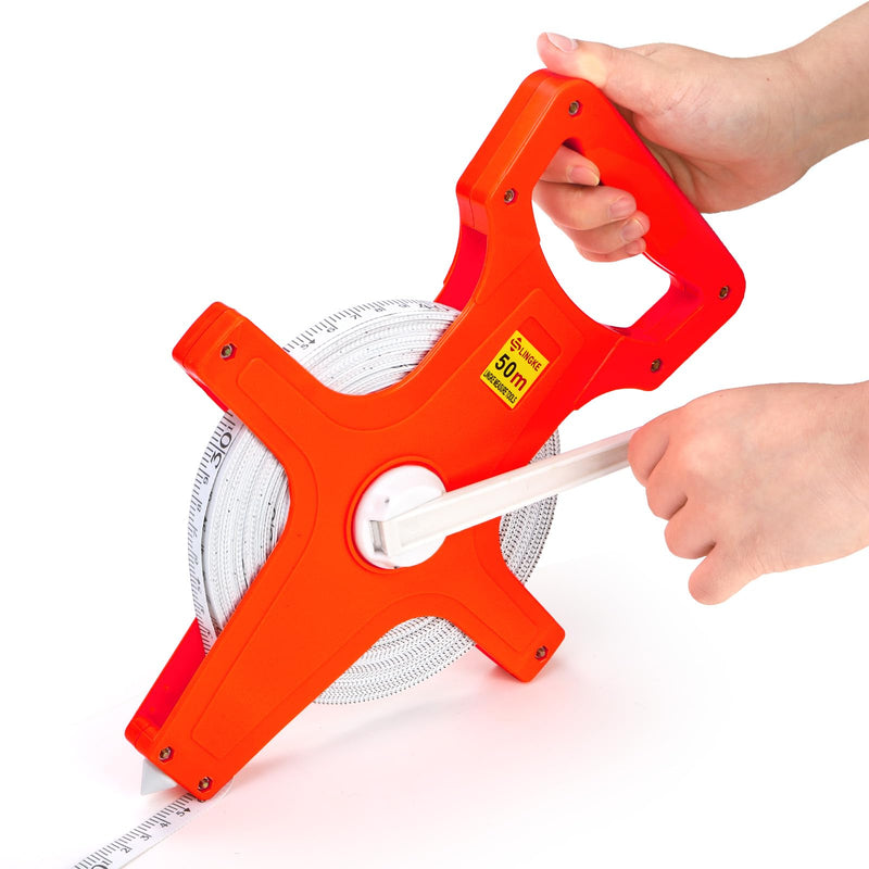 Coloch Open Reel Fiberglass Tape Measure, 165 Feet/50 Meters Yard Measuring Tape Dual Sided Reel Tape with Inch/Metric Scale Retractable Long Tape Measure for Engineer, Yard, Field, Project