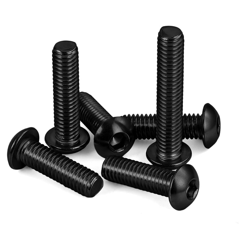 1/4-20 x 3/8" Button Head Socket Cap Screws, Allen Socket Drive, Black Oxide, Grade 10.9 Alloy Steel, Fully Threaded, 30 PCS 1/4-20 x 3/8"