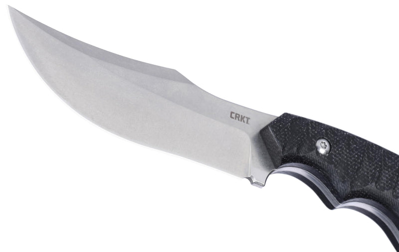 CRKT Burrower Everyday Carry Fixed Blade Knife with Sheath: D2 Steel Plain Edge Blade, Black & Gray Micarta Handle, 3610