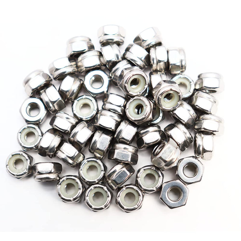 #10-32 Nylon Insert Hex Lock Nuts 50 Pack 304 Stainless Steel Self-Locking Nylon Lock Nuts Plain Finish for Industrial Construction Fasteners #10-32 (50 pcs)