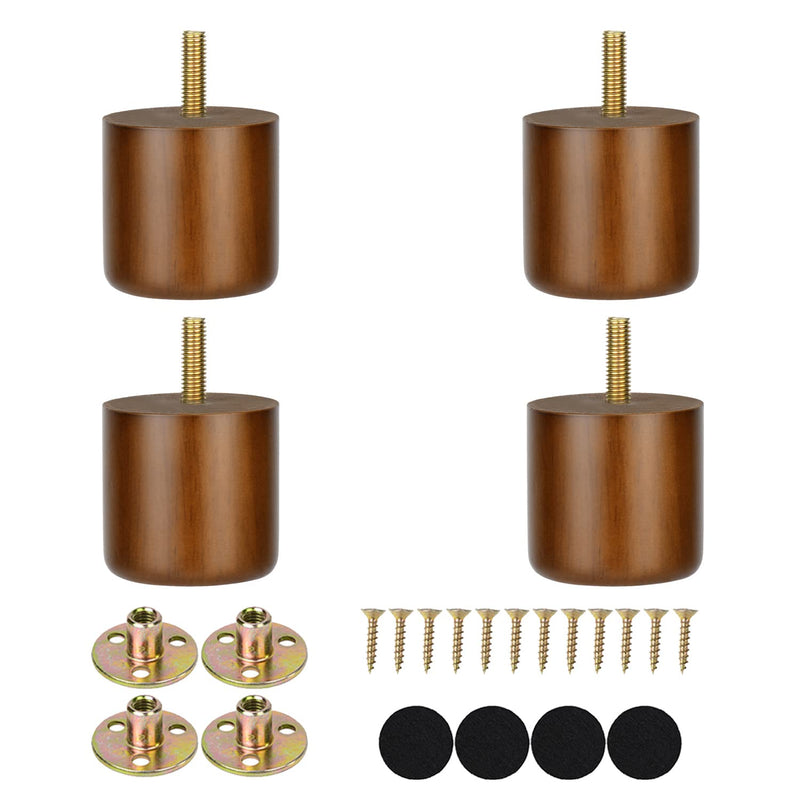 Maricome 2 Inch Furniture Feet Wood Set of 4 Replacement Legs for Sofa Couch Ottoman Dresser Short Solid Column Modern 2 Inch Walnut Column