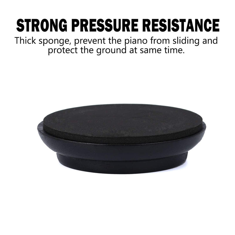 NUEVEN Solid Wood Piano Caster Piano Leg Floor Protectors 4-Pack Upright Piano Caster Cups with Non-Slip & Anti-Noise Foam (Black) Black