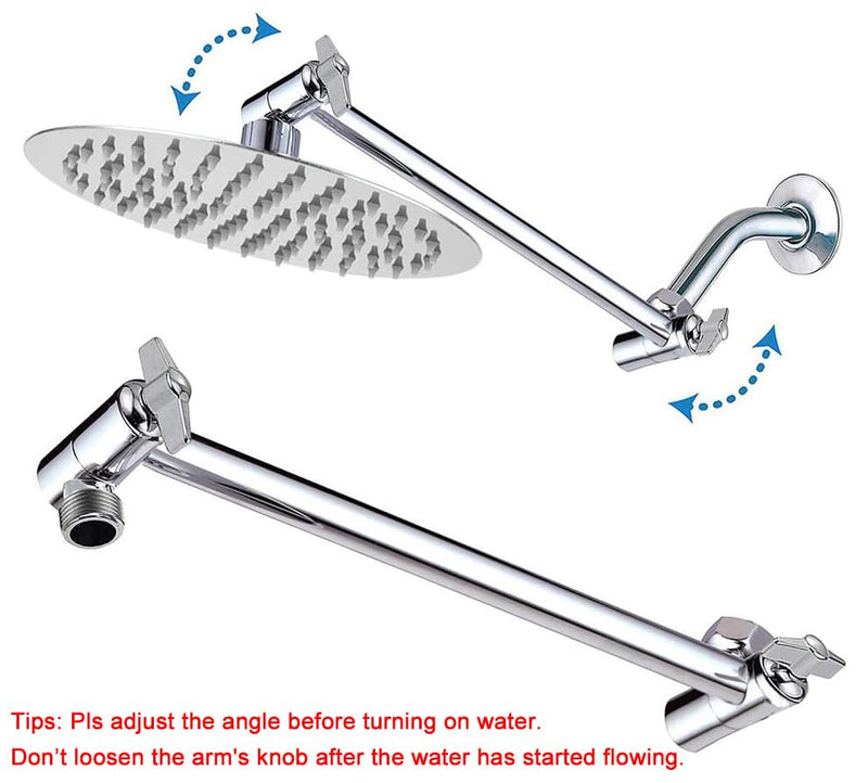 NearMoon Rain Shower Head with 11'' Adjustable Arm, High Pressure Stainless Steel Rainfall Shower, Ultra-Thin Design - Pressure Boosting (8 Inch, Chrome) 8 Inch