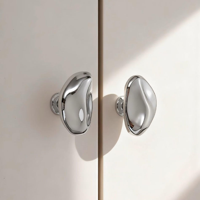 Solid Polished Chrome Cabinet Knobs Silver Drawer Pull Zinc Hardware Handle | Modern Cupboard Knob for Kitchen Dresser Bathroom Furniture Unique Home Decor Housewarming Gift Pack of 6 6 Pack