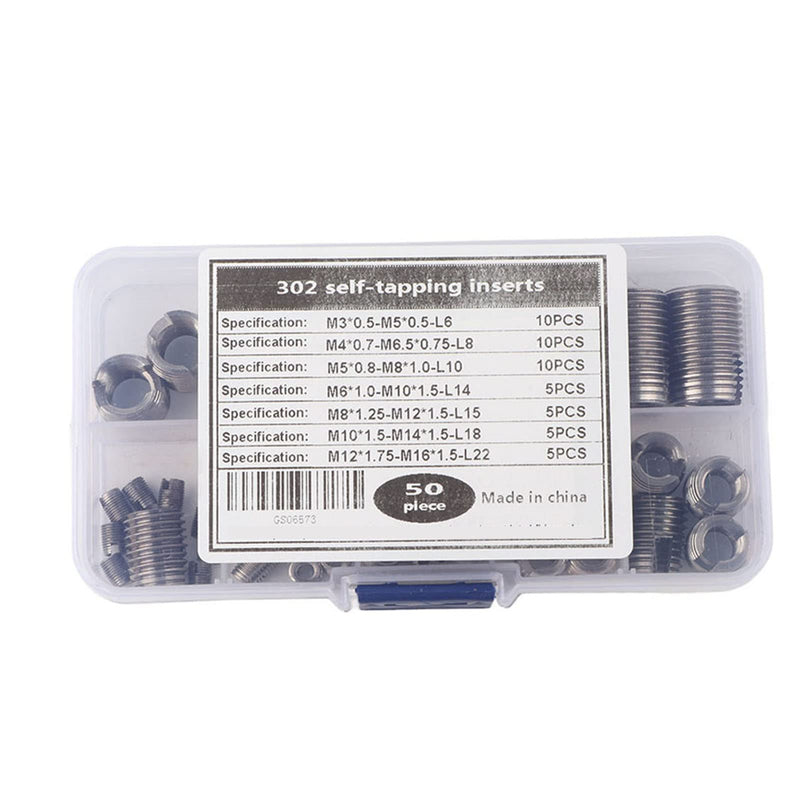 50Pcs Inner Thread Self Tapping Thread Inserts Set, Stainless Steel Thread Reinforce Repair Tool, Thread Repair Kit for Reinforcing and Repair Threads