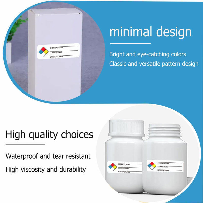 SDS Stickers/MSDS Stickers for Chemical Safty Data 1 X 3 Inches - Chemical Identifying and Labeling Sticker Decals - 250 HIMG Write-in Labels