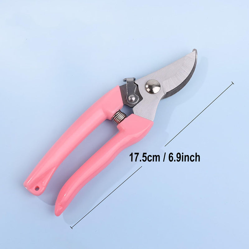 Garden Flower Shears Pruning Shears 6.9 inches Scissors Heavy Duty Plant Scissors for Cutting Flowers, Trimming Plants, Bonsai, Fruits Picking (Pink Handle) Pink Handle - NewNest Australia