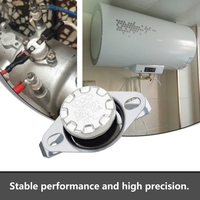 Thermal control switch Aopin KSD301 normally closed NC 70 degree 250V 10A thermostat temperature switch 10 PCS 70℃ Nc