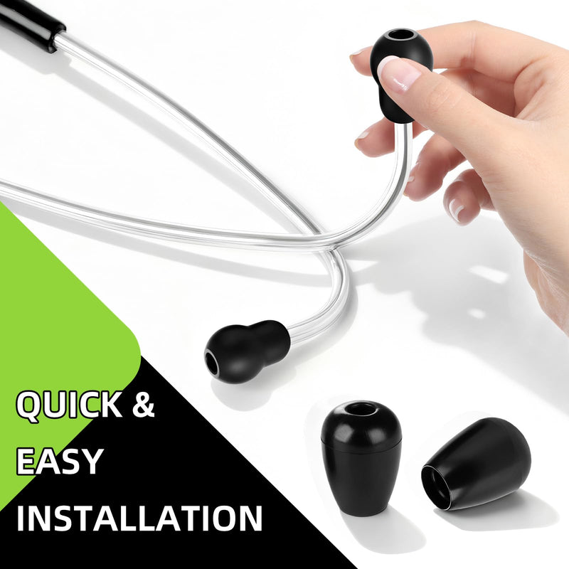8Pcs Stethoscope Ear Tips Replacement Parts for Littmann Cardiology 3 & 4, Silicone Stethoscope Ear Pieces Cover Accessories(Black, Small and Medium)
