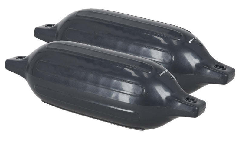 Rockville Boat Fender Package 4.5in x 16in Marine Bumpers with Dock Lines & Pump for Docking and Boat Protection Grey 2-Pack