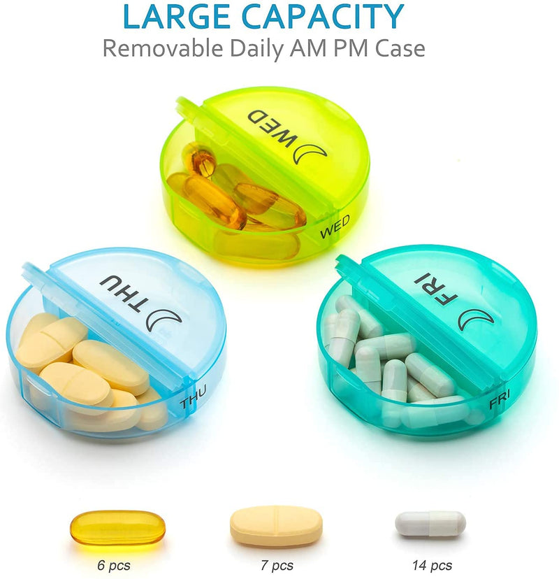 ［Upgrade］ Monthly Pill Organizer 2 Times A Day,One Month Box AM PM,Daily Cases Large 4 Week,Medication 28 Days Dispenser for Pills,Fish Oils, Vitamin,Supplement(Rainbow)… Rainbow