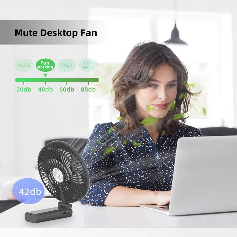 HandFan 6 Inch Handheld Fan with 4000mAh Battery 6 Speed Personal Fan, Strong Airflow, Cooling Desk Removable Base Design, 5-34H Working Time, 180° Foldable for Travel Outdoor Office Household(grey) grey