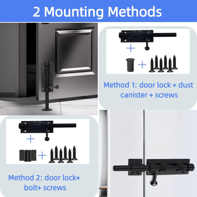 2 Pack 6.3" Slide Bolt Gate Latches | 304 Stainless Steel Sliding Gate Lock with Padlock Hole Heavy Duty Shed Door Latch Security Lock for Barn, Wooden Fence