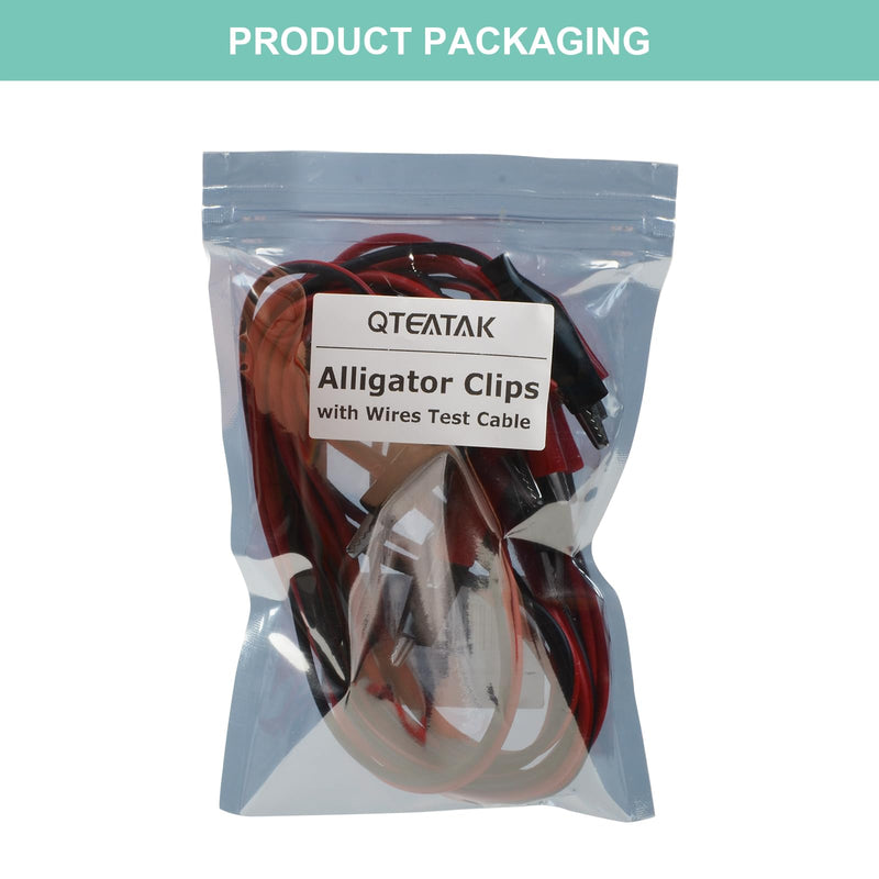 QTEATAK 3 Pairs 6 Units of Packaging Alligator Clips with Wires Test Cable Red-Black Wire Adhesive Design 100cm/39.4inches Long
