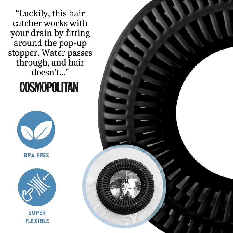 TUBRING The Ultimate Tub Drain Protector Hair Catcher/Strainer/Snare (Black) Black