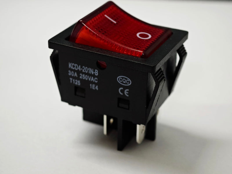 30A 250V KCD4 Rocker Switch DPST 4 Pin Red Lighted 120V Rocker Toggle Switch ON Off Heavy Duty T125-2Pack