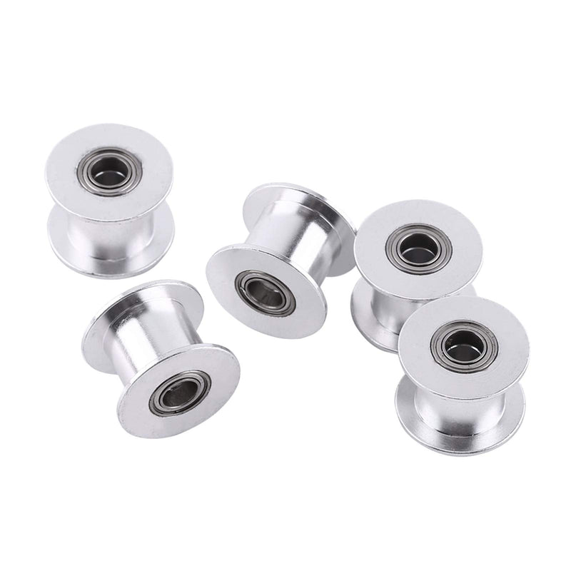 Gt2 Idler Pulley 10mm, 5 Pcs Toothless Bore 5mm Aluminum Aloy Timing Belt Drive Pulley for 3d Printer 10mm Width Timing Belt, Belt Tensioner Pulley Without Teeth