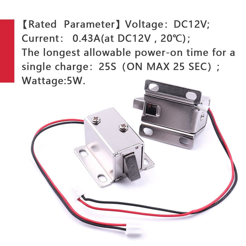 ATOPLEE Electromagnetic Solenoid Lock,4pcs Mini DC 12V 0.43A Door Drawer Tongue Down Slim Design Assembly Magnetic Lock for Cabinet Door Drawer,27X29X18mm 27X29X18mm,4pcs