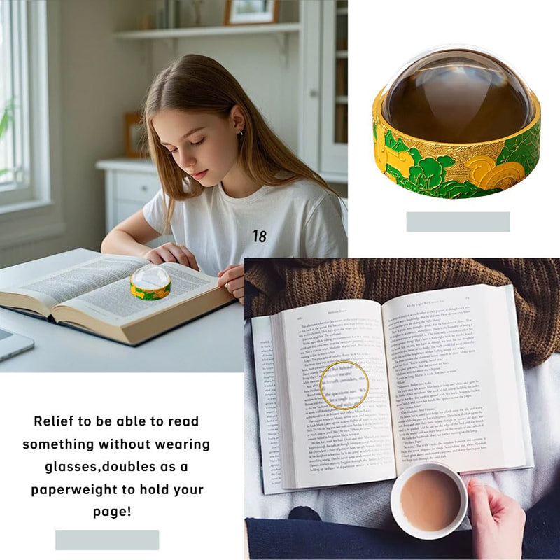 Reading Magnifying Glass 7X Paperweight hemispherical Magnifying Glass Optical Lens with Beautiful Box and Polished Bag