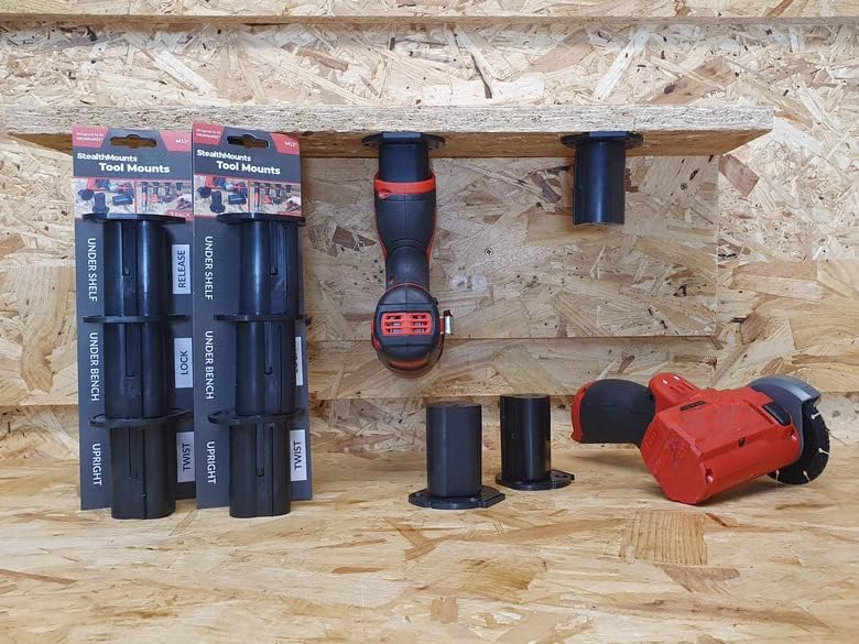 StealthMounts Tool Holder Compatible with Milwaukee M12 (6 Pack) - Black | StealthMounts Locking Tool Mounts | Made in the UK 6 Pack