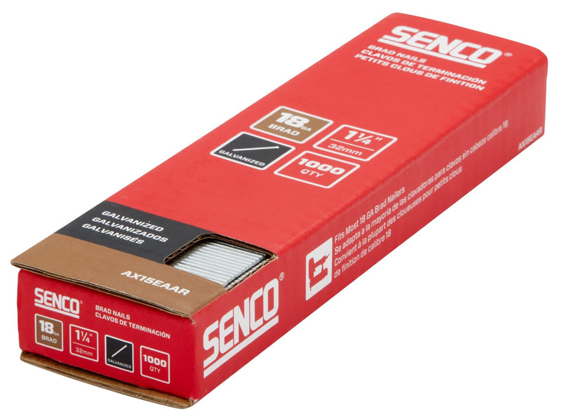 SENCO AX15EAAR 1-1/4" 18 Gauge Brad Nails, Galvanized Finish 1,000 Count Pack