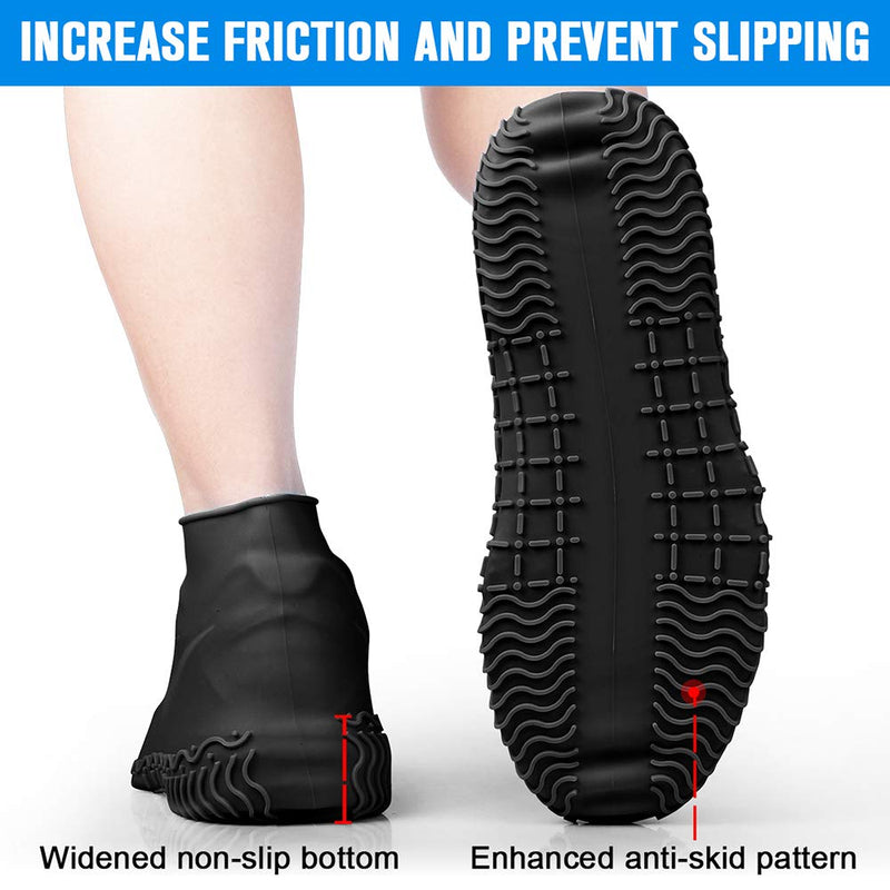 Silicone Waterproof Shoe Covers, Upgrade Reusable Overshoes with Zipper, Resistant Rain Boots Non-Slip Washable Protection for Women, Men (XL (Women 11-13, Men 9.5-13), Black) XL (Women 11-13, Men 9.5-13)