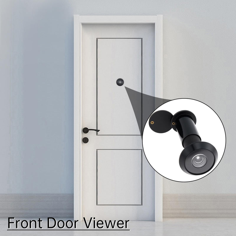 Door Viewer Peephole, Solid Brass Peephole with 5/8" (16 mm) Drill Bit for 1-1/2" to 2-3/8" Doors, 200 Degree Wide Viewing Angle Peep Holes for Front Door with Privacy Cover (Black) Black