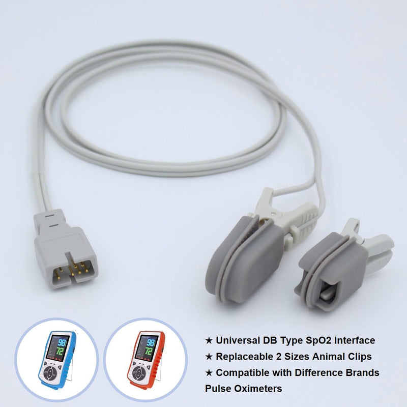 Veterinary Handheld Pulse Oximeter Accessory - SPO2 Probe - 2 Size SPO2 Sensor for Vet Use (Probe Only)