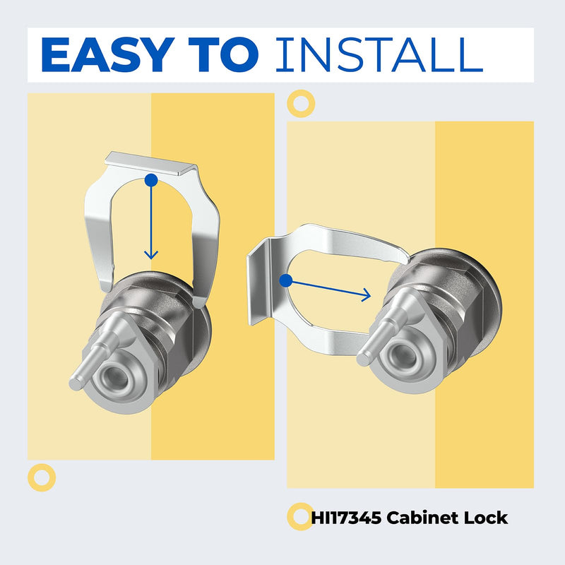 HI17345 File Cabinet Lock for Hirsh Industries Replacement with 2 Keys, Replaces W601-W650 Metal Drawer Lock for Home Office Security Storage Cabinet, Keyed Different