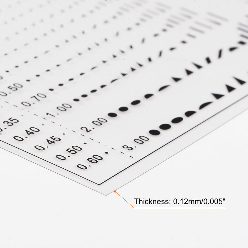 HARFINGTON High Precision SEC Size Estimation Chart 115x95mm Transparency Flaw Detection Film Ruler for Diameter Area Length Width Defects Measuring