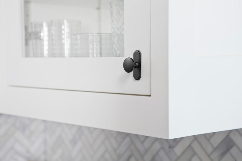 Goo-Ki 6 Pack Matte Black Zinc Alloy Cabinet Knobs with Spacer - Single Hole Center Affordable Luxury Cabinet Pull Hardware for Bedroom, Kitchen 2202-DP-B-DAN